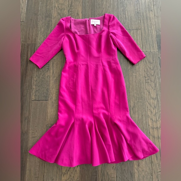 Carolina Herrera Peplum Midi Dress Size 14 - Picture 2 of 8